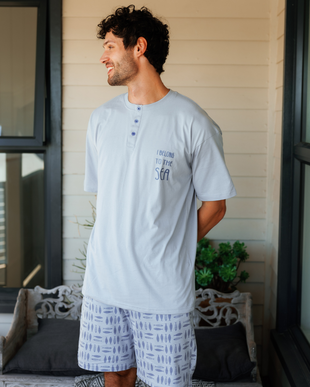 Printed top and shorts pajamas