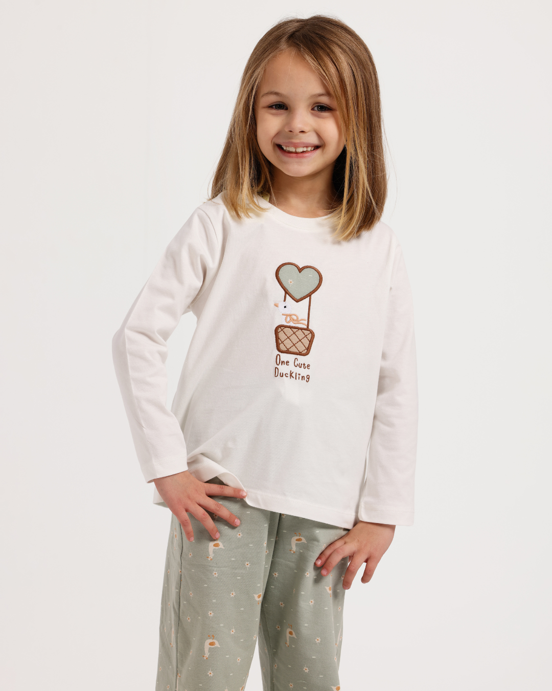 بيجاما بناتى بكم بط صغير