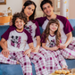 Family checkers Men's half-sleeved pajamas and cotton trousers