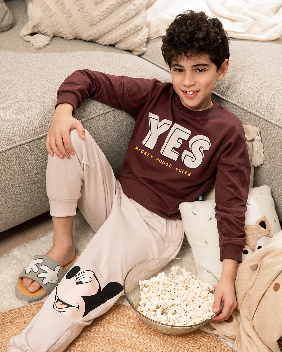 Yes mickey mouse rules بيجاما أولادي كتف ساقط