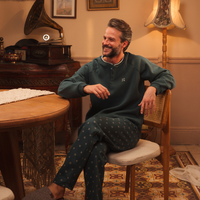 Henley pajamas with printed pants