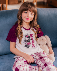 Family checkers Girls' half-sleeved pajamas and cotton trousers