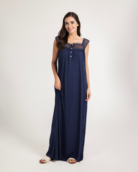 جلابية فسكوز ليكرا منقطه كت بدانتيل