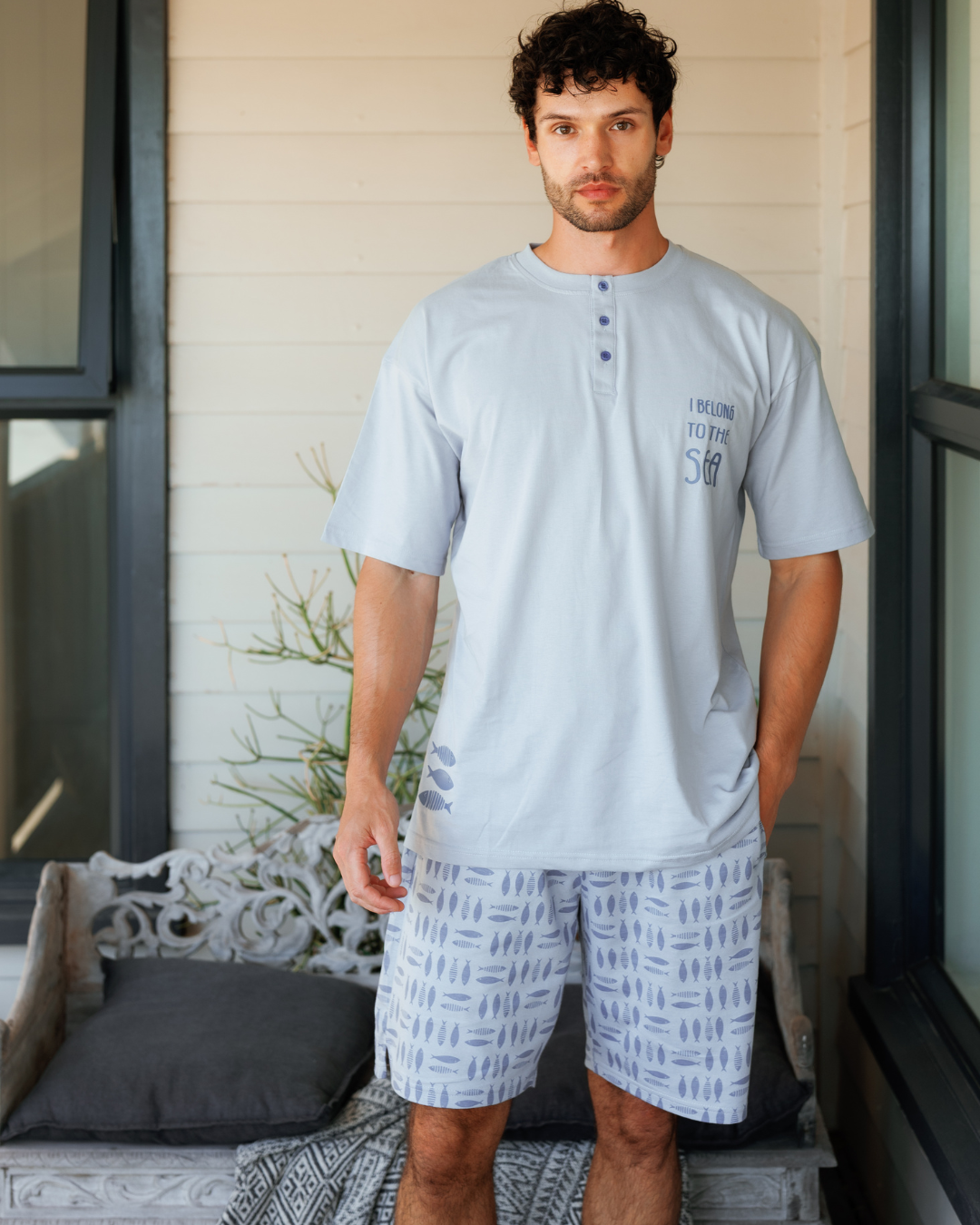 Printed top and shorts pajamas