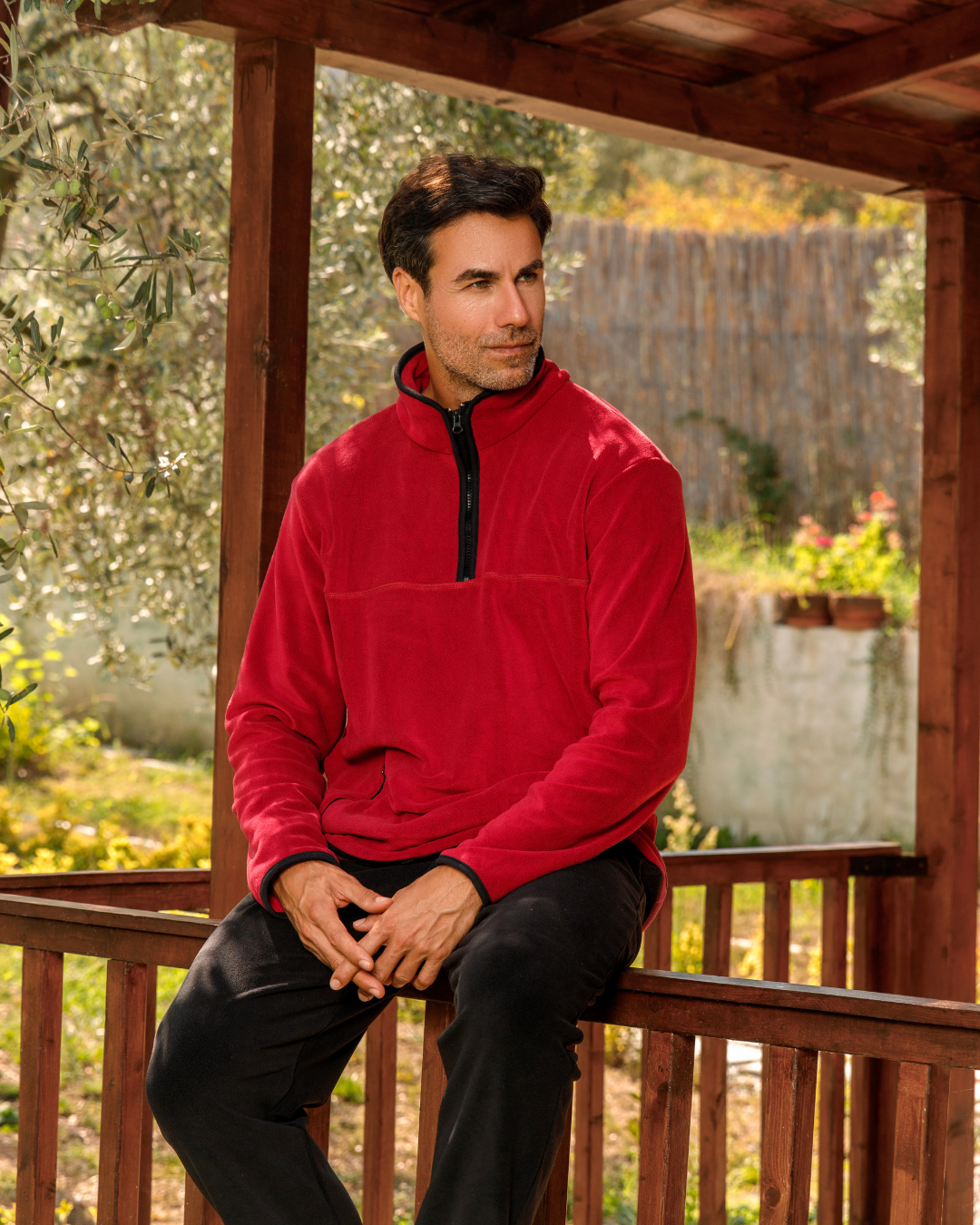 half neck zipper بيجاما رجالي كم طويل بنص سوستة