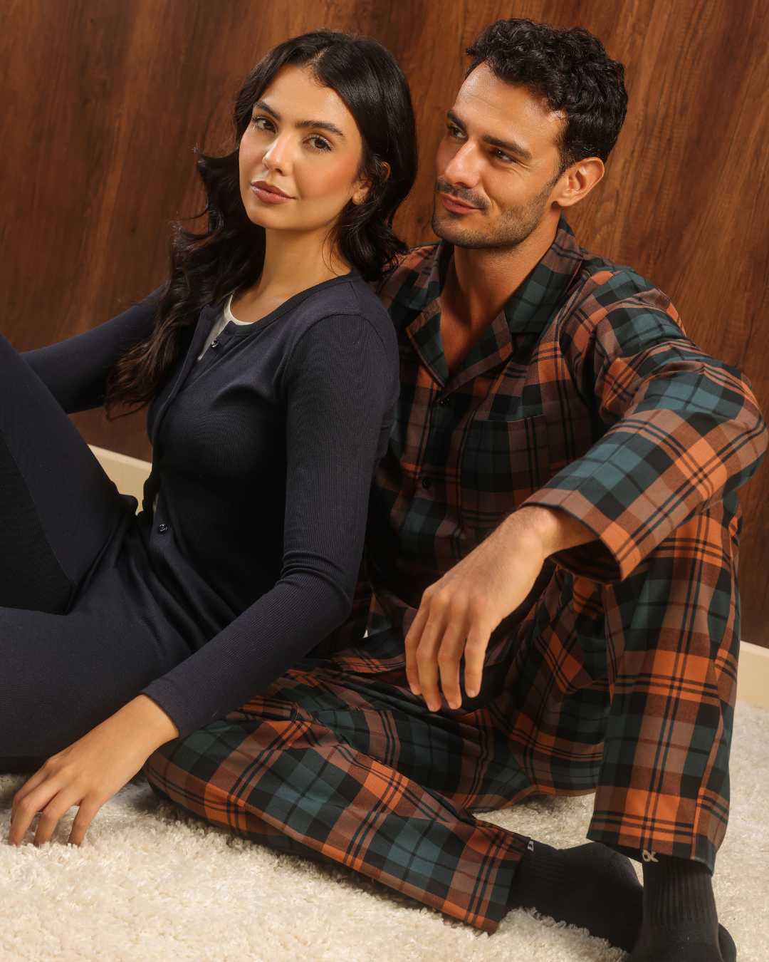 Ribbed Button-Front Pajamas