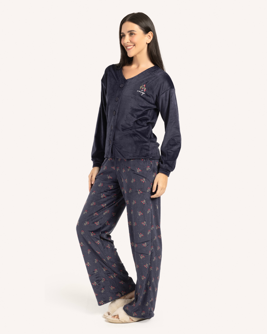 Vintage Long Sleeve Button Down Pajamas