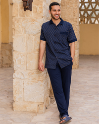 بيجاما رجالي نص كم كلاسيك مفتوحة روتاري مربعات