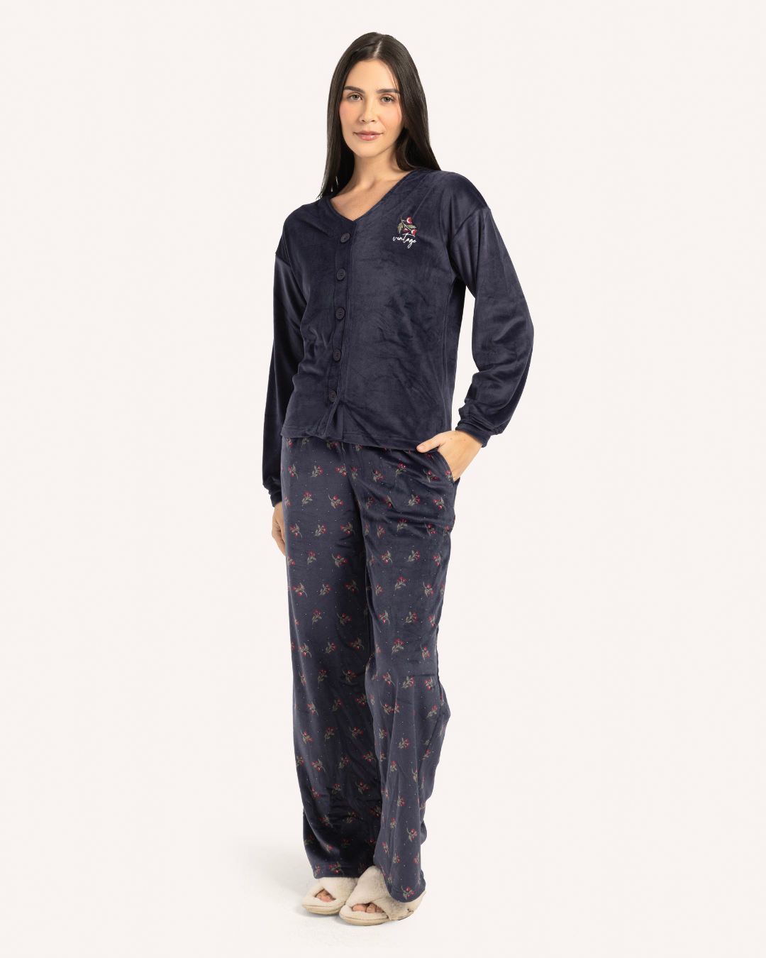 Vintage Long Sleeve Button Down Pajamas