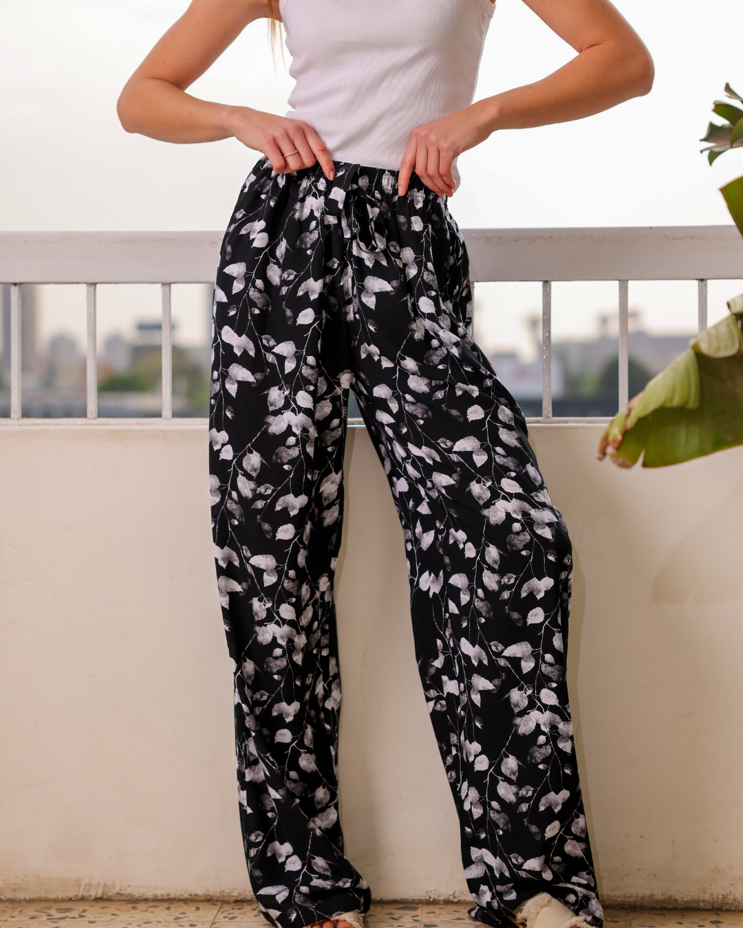 بنطلون فسكوز حريمي مشجر