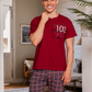 LOUNGE 102 Men's pajamas, long checked trousers, printed half-sleeve T-shirt