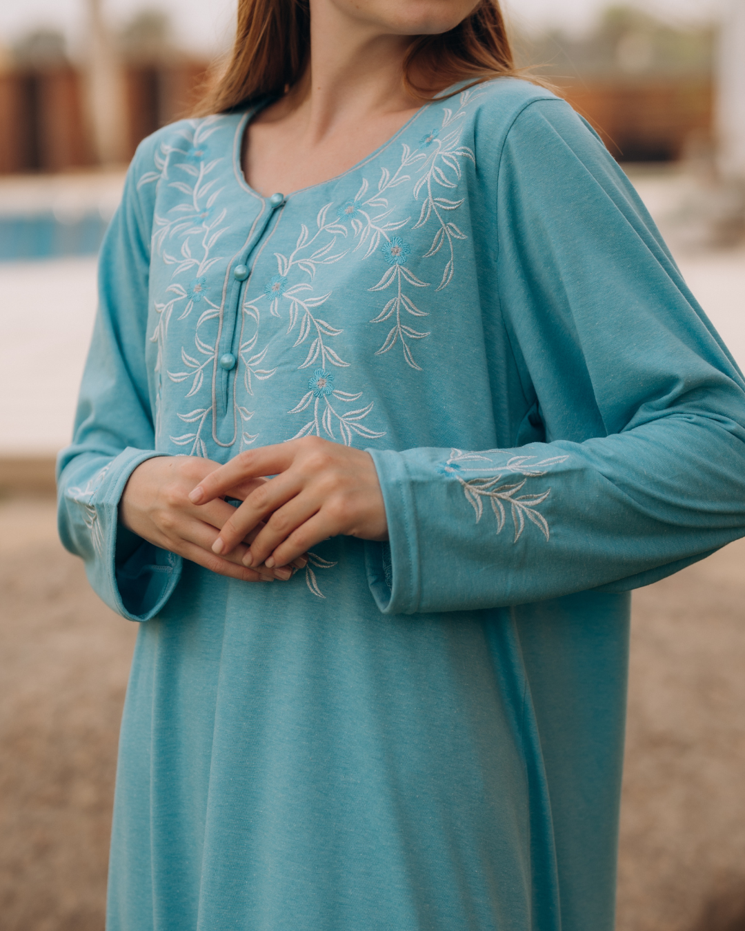 قميص حريمي كم راوند زراير مطرز فروع