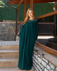 Flowers Embroidery Women's Long Sleeve Jalabiya