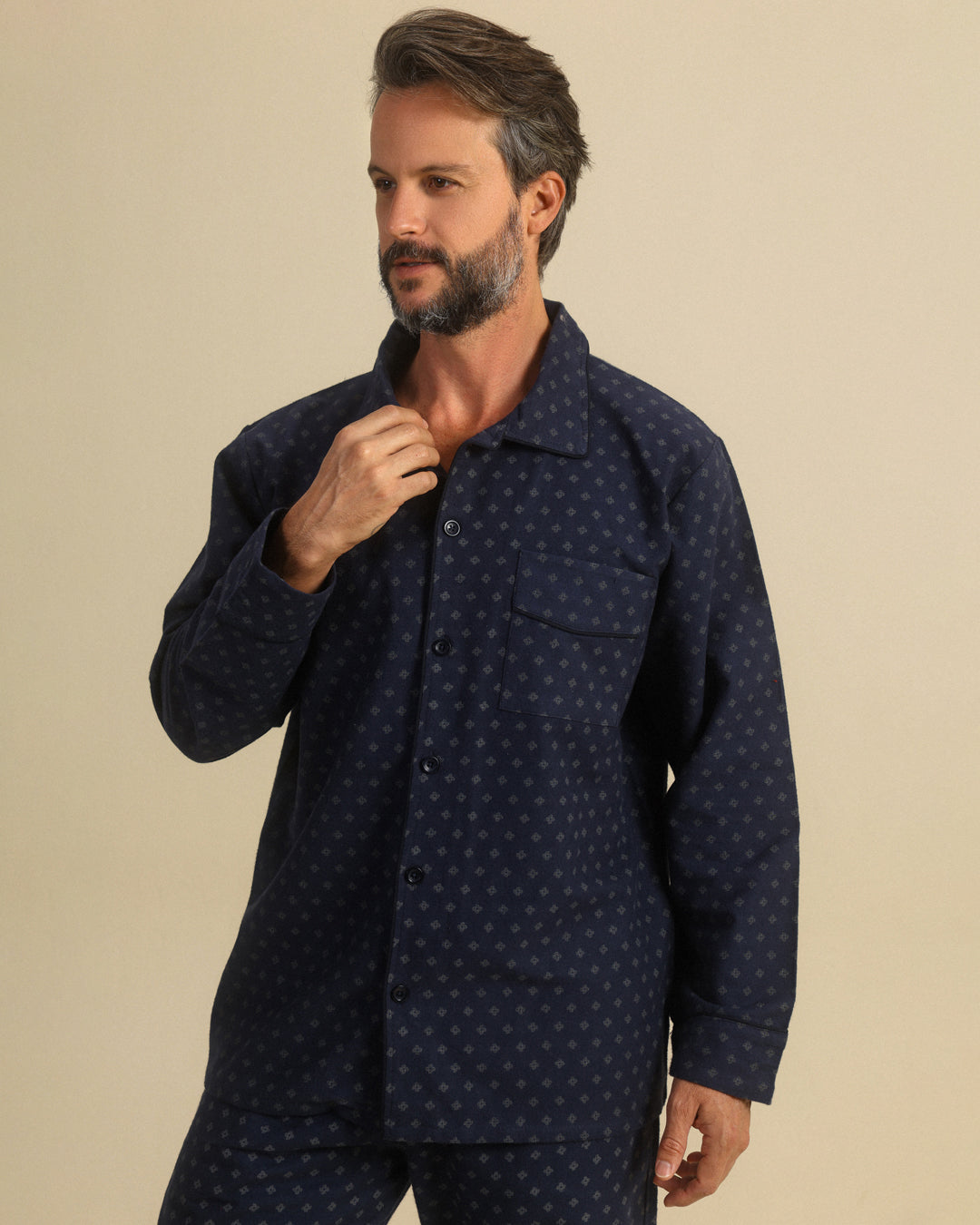 Chic Man in Printed Classic Pajama