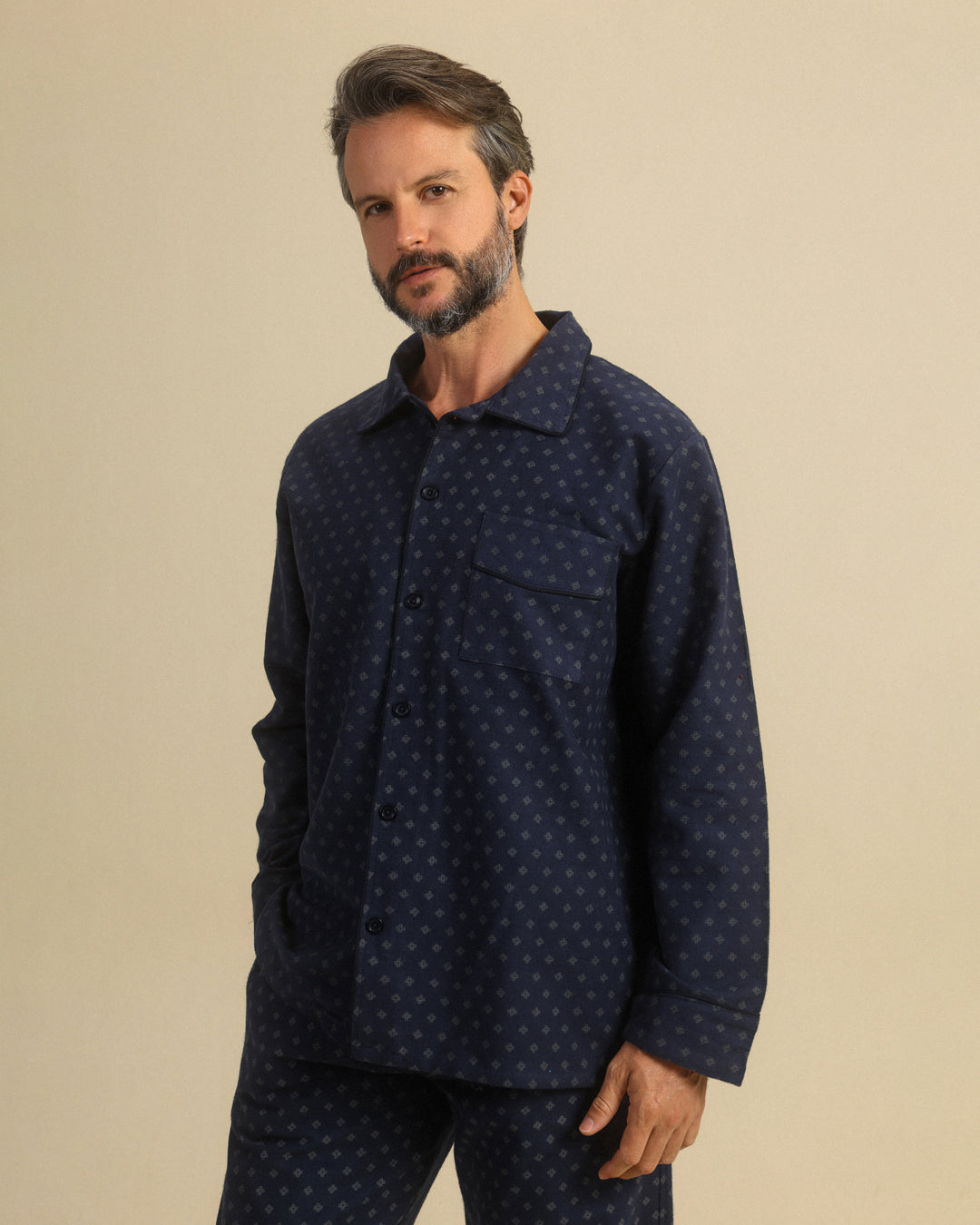 Chic Man in Printed Classic Pajama
