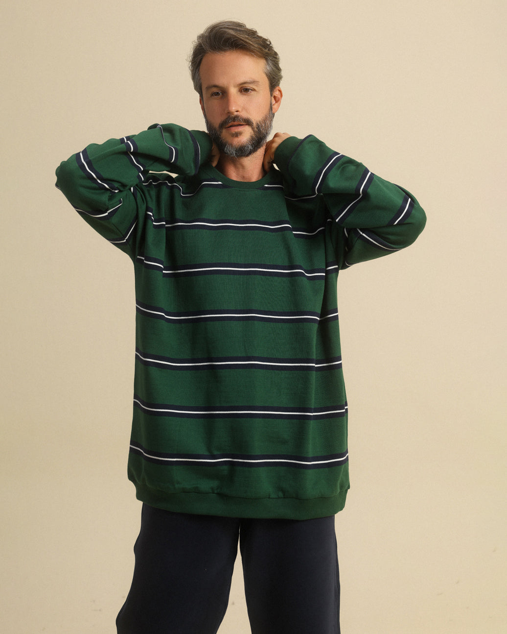 Elegant men's pajama with warm stripes