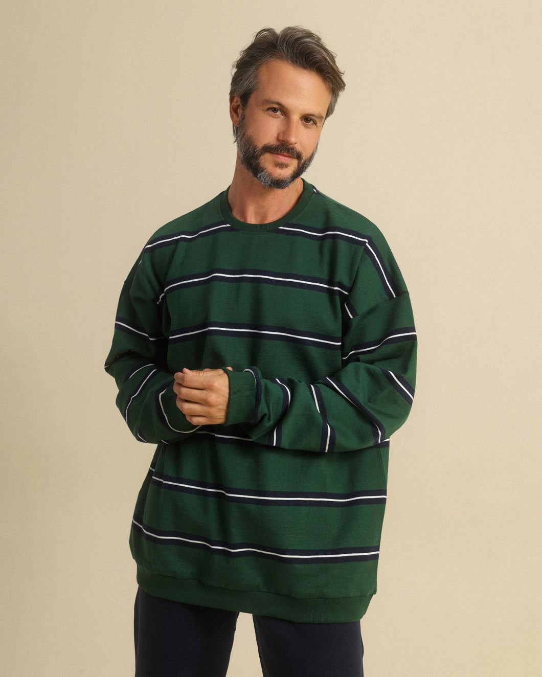 Elegant men's pajama with warm stripes