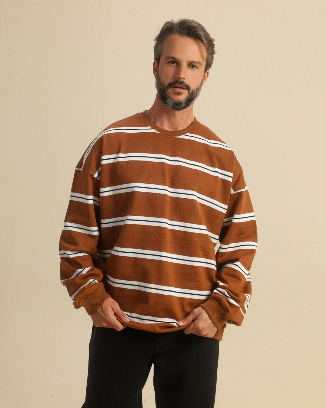 Elegant men's pajama with warm stripes