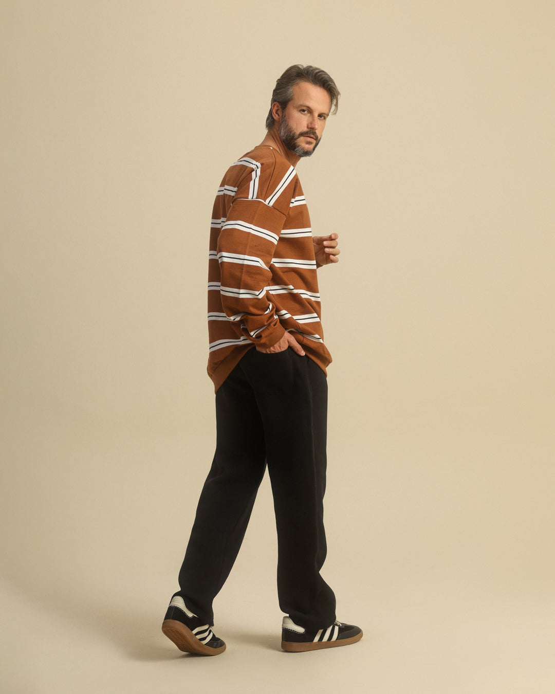 Elegant men's pajama with warm stripes