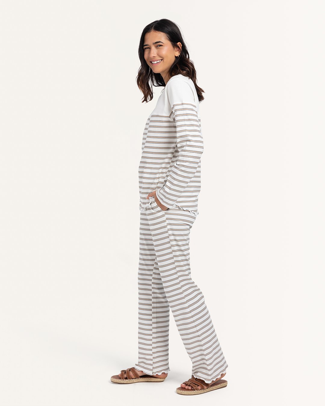 بيجاما بكم و بنطلون قطن خطوط