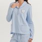Polo collar pajamas with teddy bear embroidery