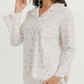 Women's pajamas with boutons printed on fleurs