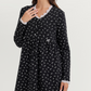 Nightgown with floral print, lace edges, and high-waisted cut