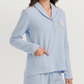 Polo collar pajamas with teddy bear embroidery