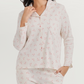 Women's pajamas with boutons printed on fleurs