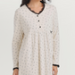 Nightgown with floral print, lace edges, and high-waisted cut