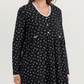 Nightgown with floral print, lace edges, and high-waisted cut