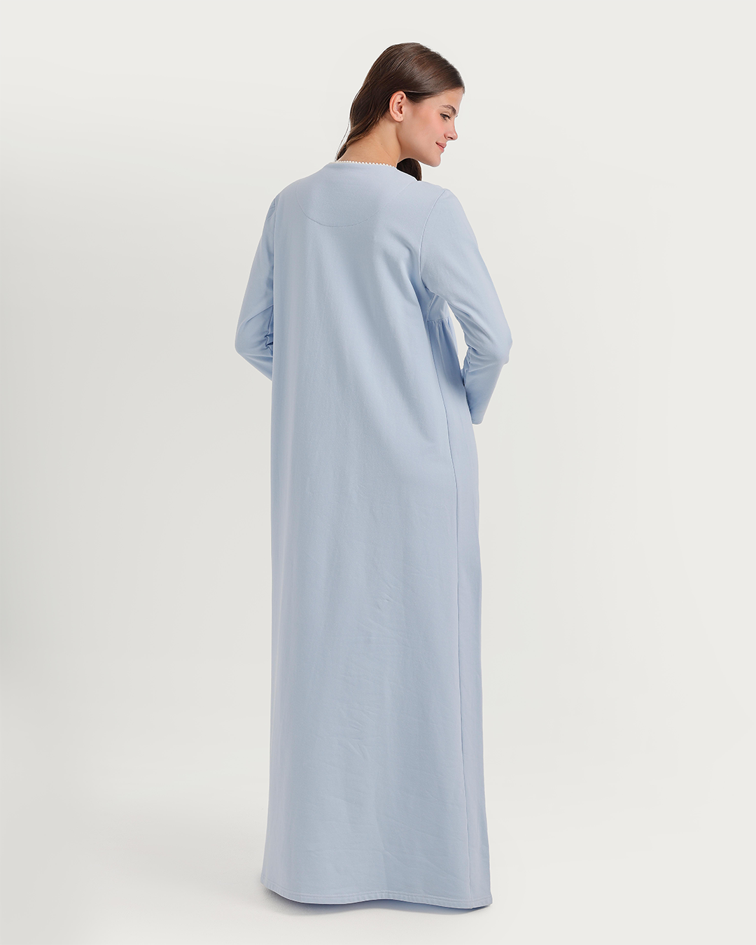 High-waisted nightgown with butterfly embroidery