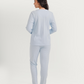 Women's pajamas with boutons and broderie roses