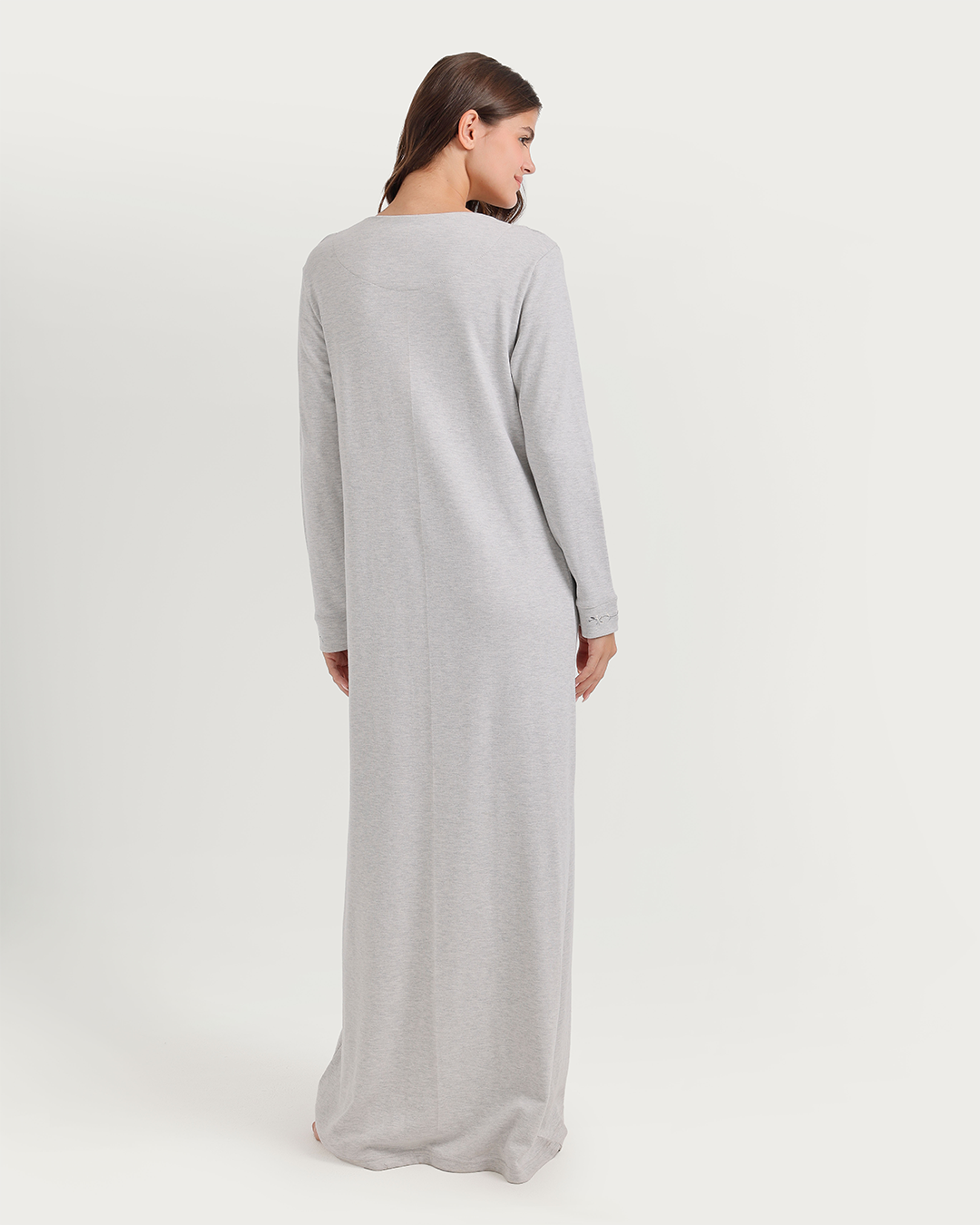 Henley nightgown with floral embroidery