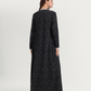 Nightgown with floral print, lace edges, and high-waisted cut