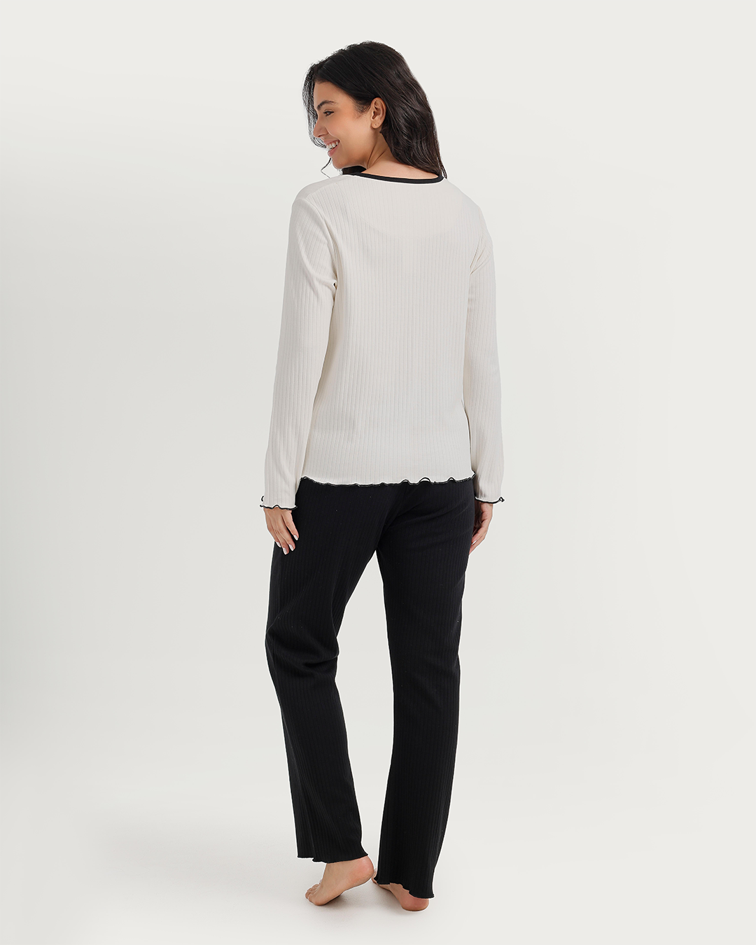 Pajama women's boutons ruban rose
