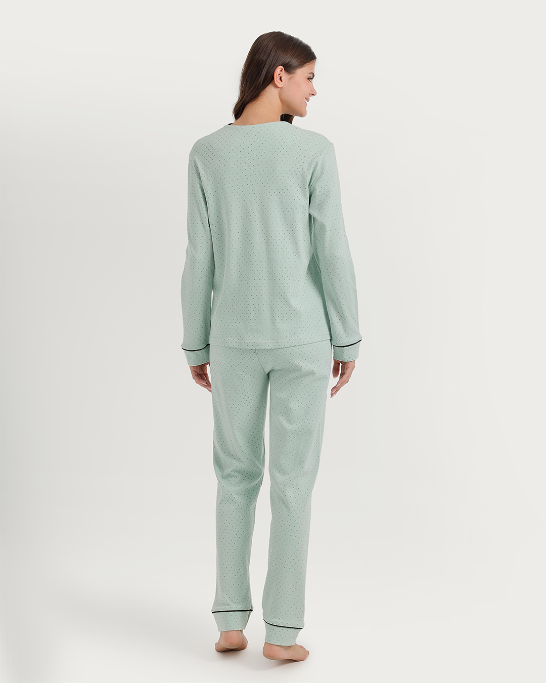 Polka-dot pajamas with notched collar