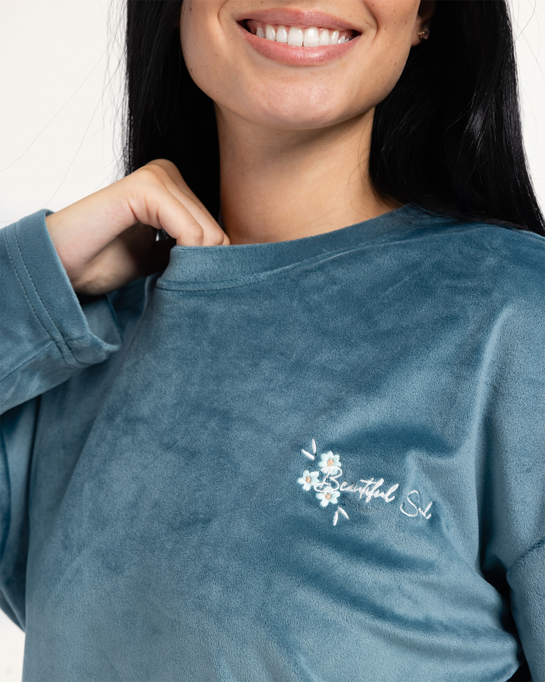 بيجاما قطيفه اوراق شجر رقيقه