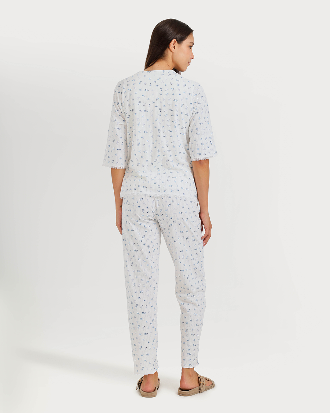 Women's 3/4 sleeve pajama with camisole, pants, and jacquard jacket
