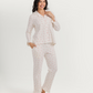 Women's pajamas with boutons printed on fleurs