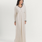 Nightgown with floral print, lace edges, and high-waisted cut