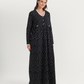 Nightgown with floral print, lace edges, and high-waisted cut