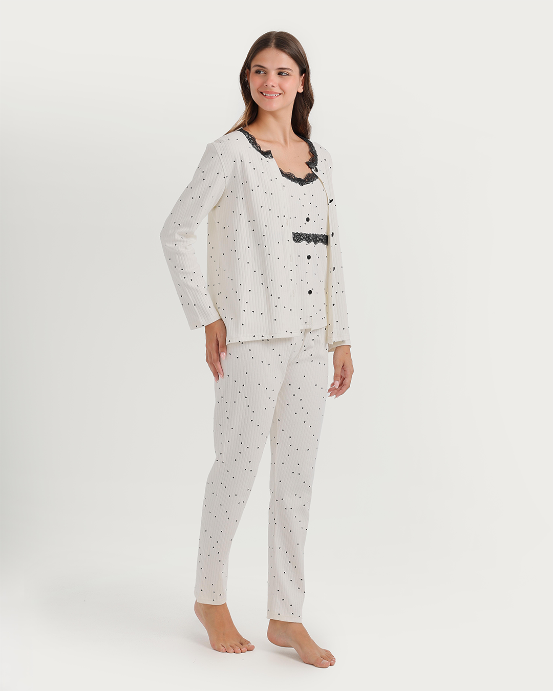 3-piece pajamas with heart print