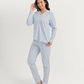 Women's pajamas with boutons and broderie roses