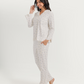 Women's pajamas with boutons printed on fleurs