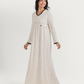 Nightgown with floral print, lace edges, and high-waisted cut