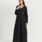 Nightgown with floral print, lace edges, and high-waisted cut