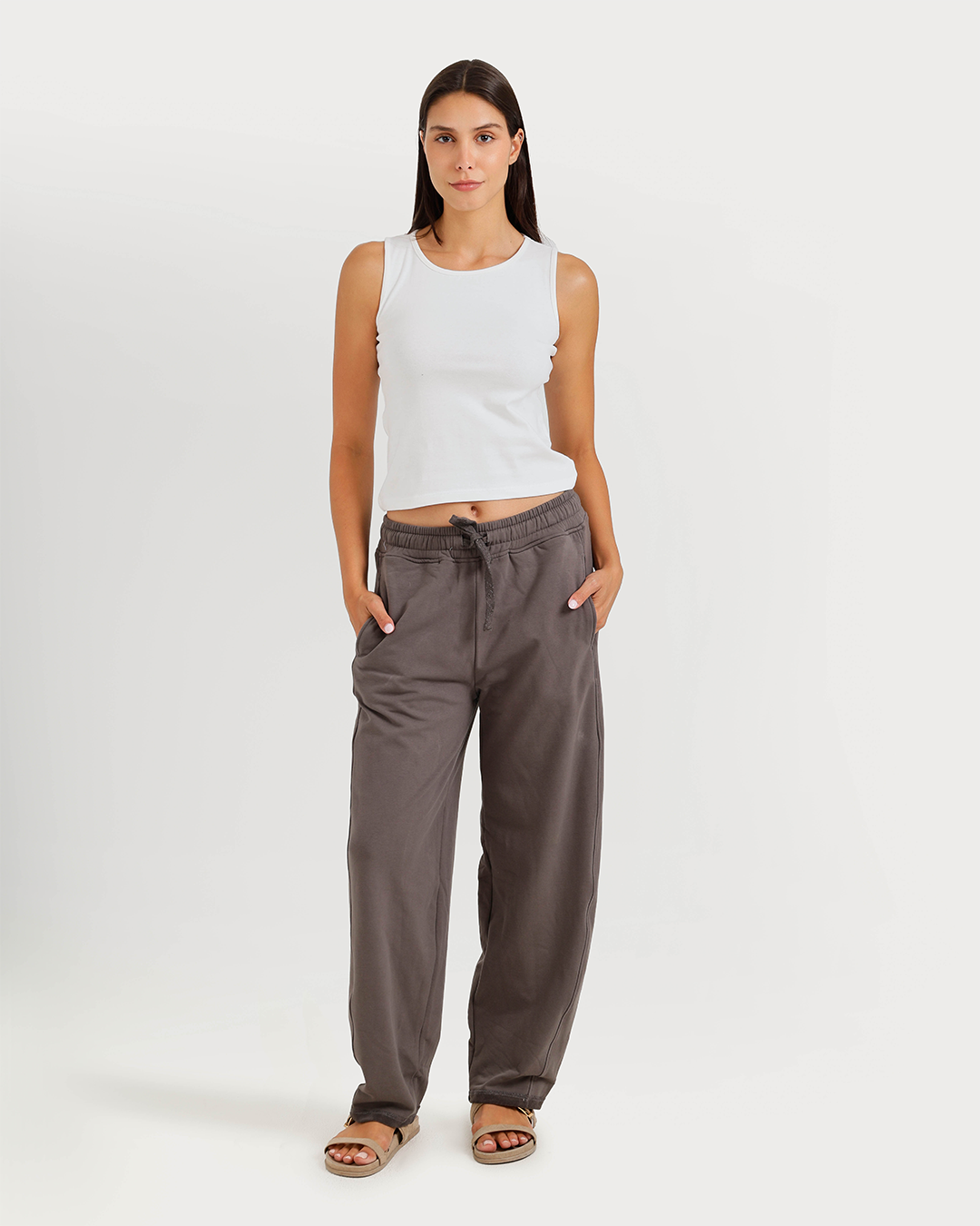 Wide strap ribbed top