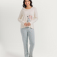 Pajamas with floral print and lace edges
