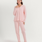Women's pajamas with boutons and broderie roses